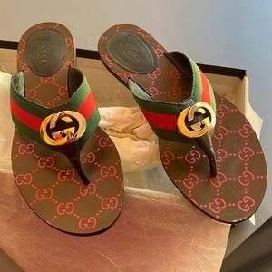 Gucci GG Web Thong Sandals